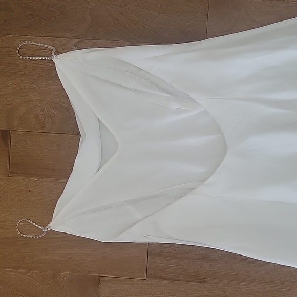 NWT Aidan Mattox Cowl Neck Crystal Straps Satin Gown in Ivory 6 - Picture 6 of 11